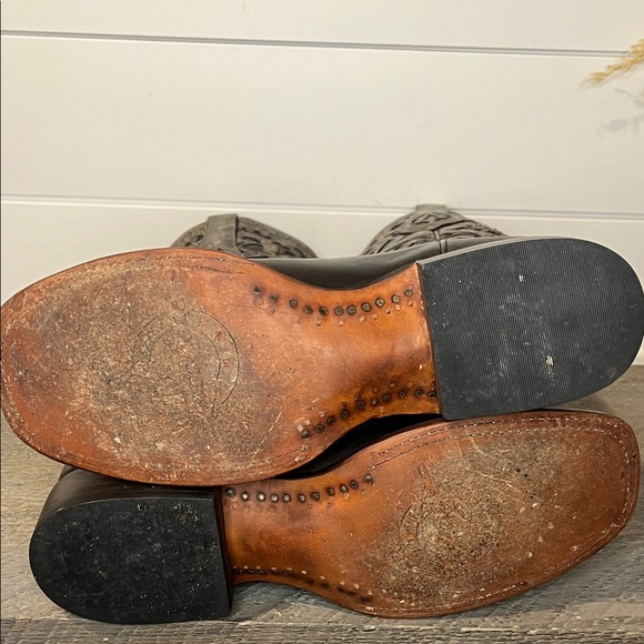 Lucchese Snowflake Brown and Gold Cowboy Boots with Intricate Detailing Size 10 - Picture 15 of 16